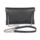 Small black evening clutch bag with a chain strap for elegant occasions and stylish outings
