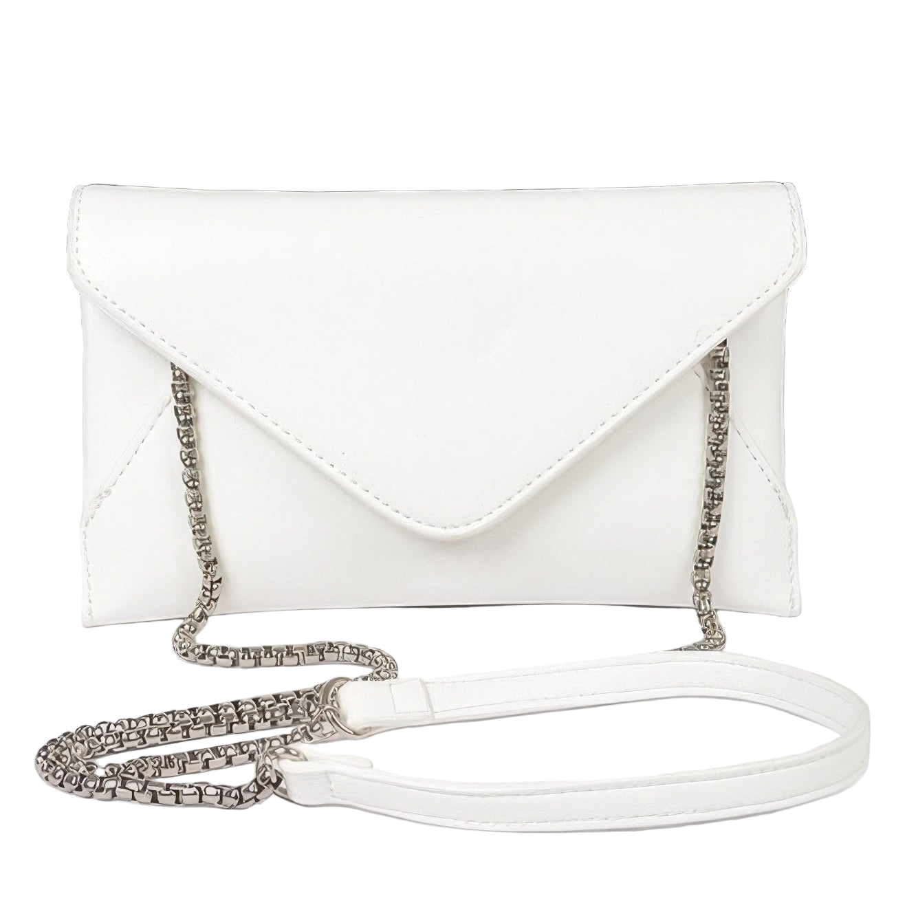 Small black evening clutch bag with a sleek design and chain strap for formal occasions
