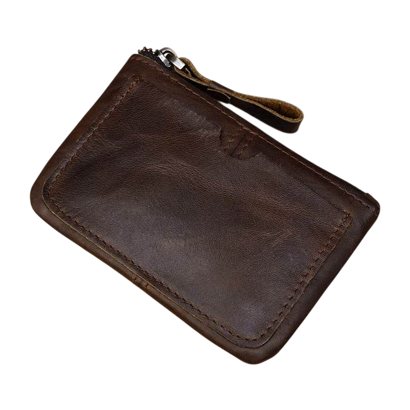 Small Leather Coin Wallet for Men & Women Zipper Wallet
