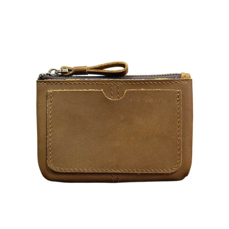 Small Leather Coin Wallet for Men & Women Zipper Wallet