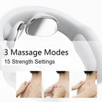 Smart neck massager featuring 3 massage modes and 15 strength settings for personalized relief