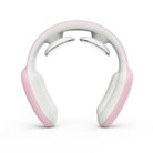 Smart neck massager in pink and white design for relaxation and muscle relief