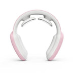 Smart neck massager in pink and white design for relaxation and muscle relief