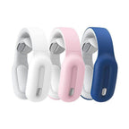 VacationGrabs smart neck massager available in white, pink, and blue for relaxing relief
