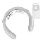 White smart neck massager with remote control for soothing neck relief and relaxation