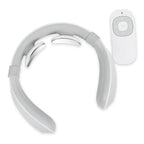 White smart neck massager with remote control for soothing neck relief and relaxation