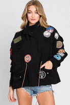Women's Coats & Jackets Smile Patch Black Jacket