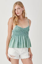 Women's Shirts Smocked Flare Bottom Knit Cami Top