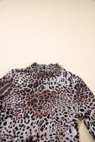 JUNIPER BLVD smocked neck long sleeve bodysuit in leopard print for stylish and comfortable wear