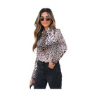 JUNIPER BLVD smocked neck long sleeve bodysuit in leopard print, perfect for stylish layering