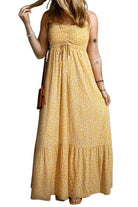 Women's Dresses Smocked Printed Square Neck Maxi Cami Dress