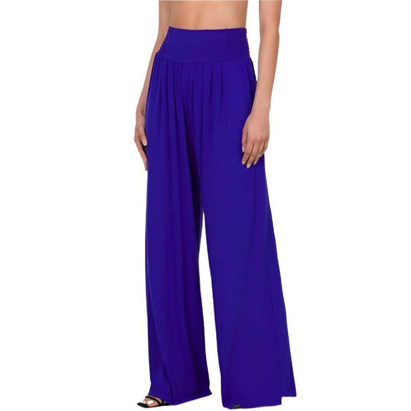 Smocked Waist Wide Leg Pants - VacationGrabs