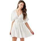 Smocked Waist With Tassel Strap Dress - VacationGrabs