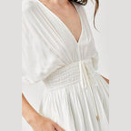 Smocked Waist With Tassel Strap Dress - VacationGrabs