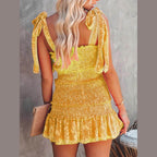 Smocked Wide Strap Mini Cami Dress - VacationGrabs