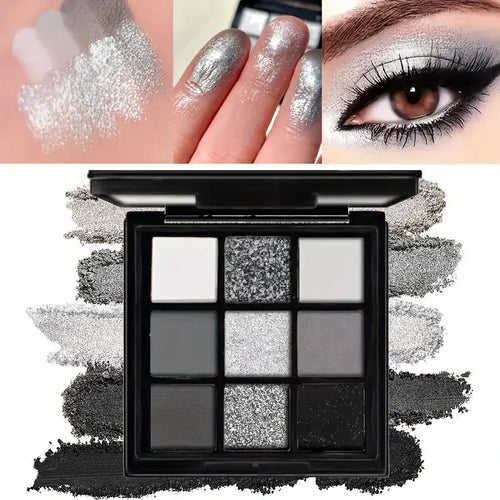 9-color smoky gray-pink eyeshadow palette with built-in brush (photo 1 of 10)