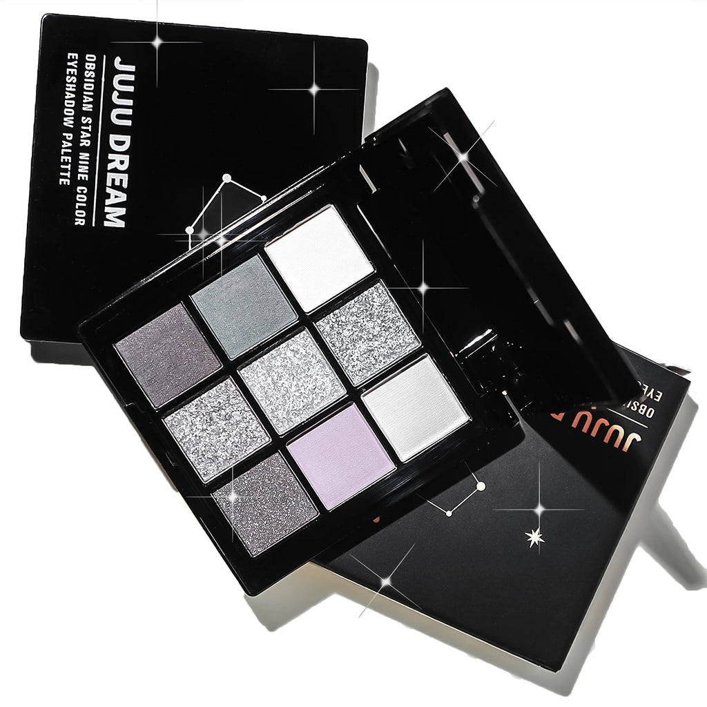 9-color smoky gray-pink eyeshadow palette with built-in brush (photo 3 of 10)