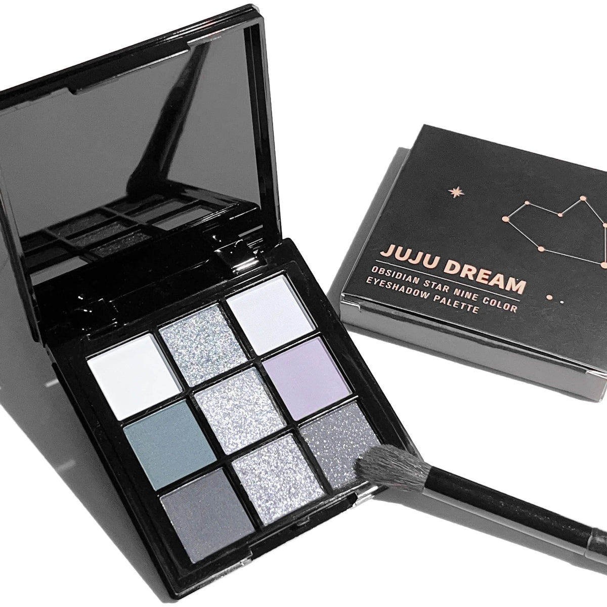 9-color smoky gray-pink eyeshadow palette with built-in brush (photo 4 of 10)