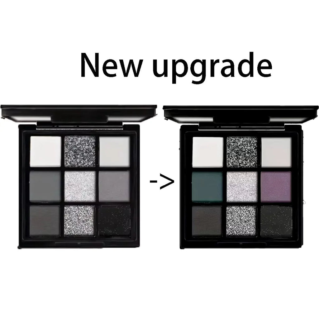 9-color smoky gray-pink eyeshadow palette with built-in brush (photo 5 of 10)