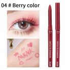 Smudge proof eyeliner for vacation in Berry color with swatch and application on the eye