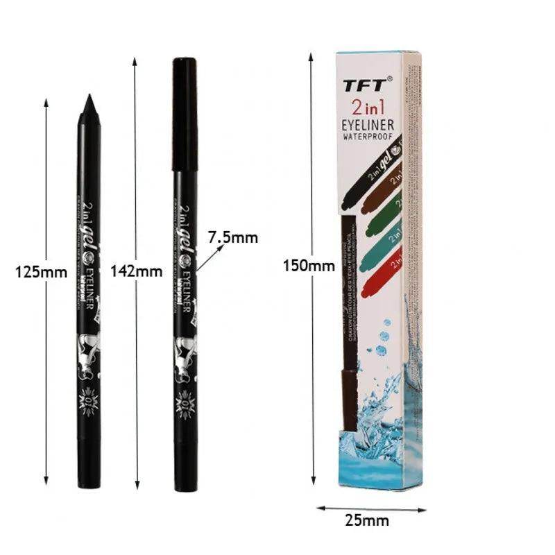 TFT 2 in 1 Waterproof Eyeliner with Smudge Proof Eyeliner for Vacation in Black and Green shades