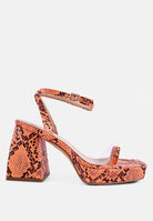 London Rag International snake print block heel sandals with stylish design and comfortable fit