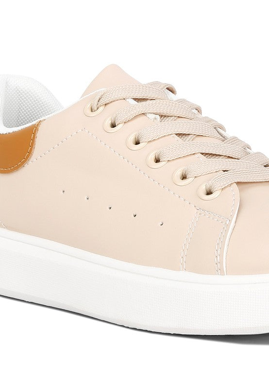 Women's beige sneakers with leather details for casual wear