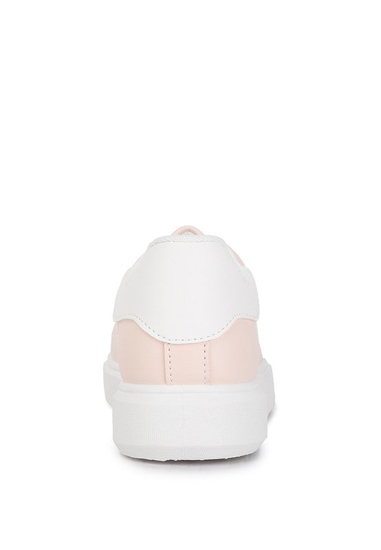 Women's pink and white sneakers with a stylish design for casual outings