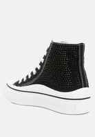Black London Rag International Women's Sneakers with Studded Design, perfect vacation worthy footwear