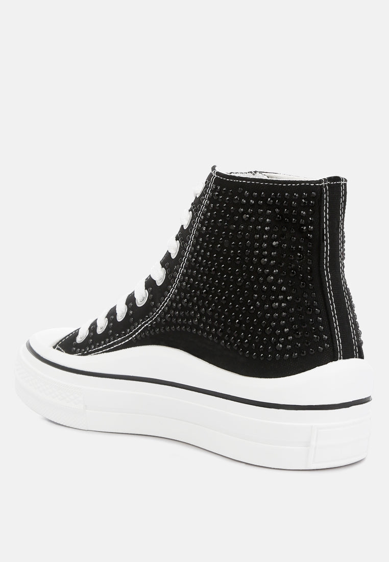 Black London Rag International Women's Sneakers with Studded Design, perfect vacation worthy footwear