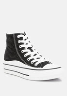 London Rag Women's Black High-Top Sneakers, stylish and comfortable vacation worthy footwear