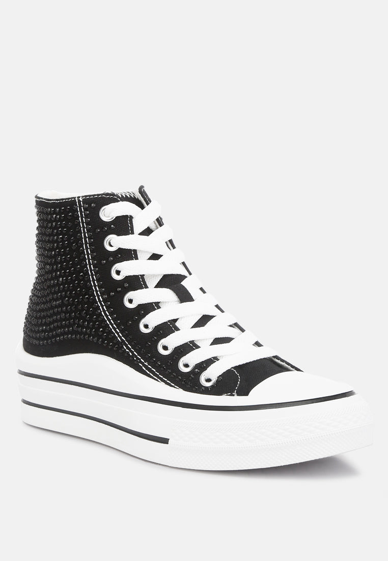 London Rag Women's Black High-Top Sneakers, stylish and comfortable vacation worthy footwear