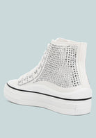 London Rag International Women's Sneakers with Silver Studded Design, perfect vacation worthy footwear