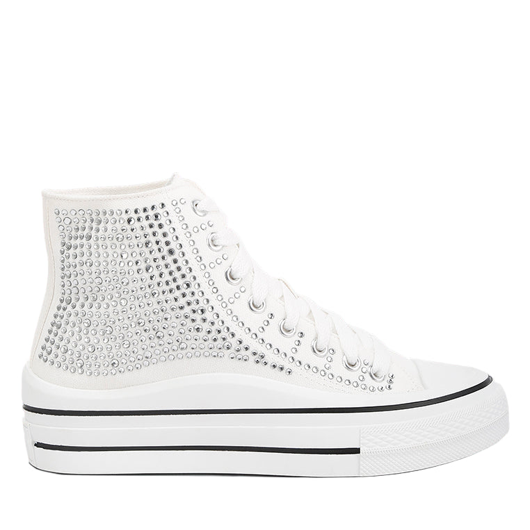 London Rag Women's High Top Sneakers with Rhinestone Detailing, perfect vacation worthy footwear