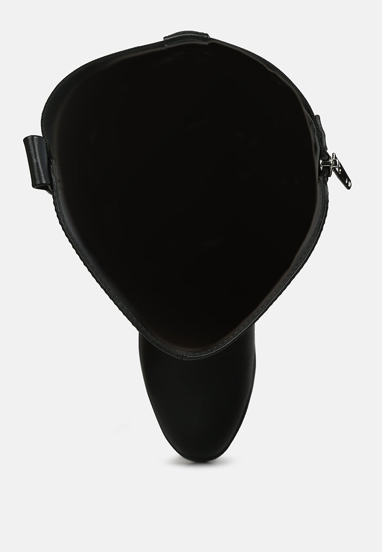 Inside view of London Rag International snowd riding boot for women featuring a sleek black design