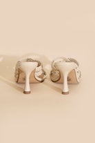 Fortune Dynamic women's double cross braided heels in white with stiletto heel design