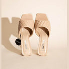 Fortune Dynamic Nina block heel mules in beige with wide fit and stylish quilted design