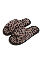 Leopard print soft crossover slippers for women with plush comfort for everyday wear