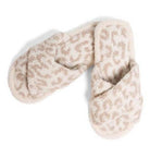 Soft crossover slippers for women in a beige leopard print design for comfort at home