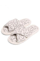 Fashion City soft crossover slippers for women in beige with a leopard print design
