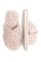 Soft crossover slippers for women in leopard print design, perfect for cozy home comfort.