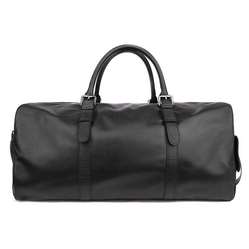 Luggage & Bags - Duffel Soft Genuine Leather Travel Bags Black Duffel With Shoe Pocket