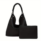 SHOMICOBOUTIQUE soft hobo bag with drawstring handle and matching pouch in sleek black design