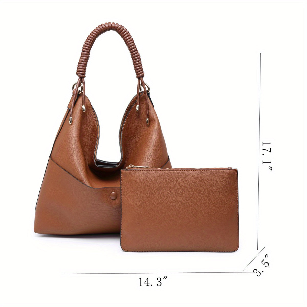 SHOMICOBOUTIQUE soft hobo bag with drawstring handle featuring a spacious interior and matching zip pouch