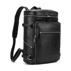 Stylish soft leather travel backpack with multiple zippered compartments for organization
