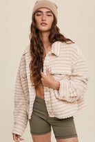 Women's Coats & Jackets Soft Plaid Striped Fleece Shacket