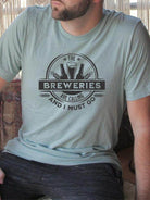 Ocean and 7th softstyle crewneck tee in light green with 'Breweries are Calling' graphic design