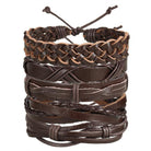 Men's Jewelry - Wristbands Solid Brown Leather Wristband Set Mens Braided Bracelets