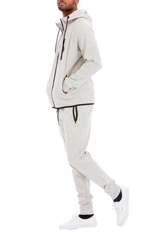 WEIV Men's 2PC Track Set in Solid Color Jogging Suits for Comfortable Athletic Wear