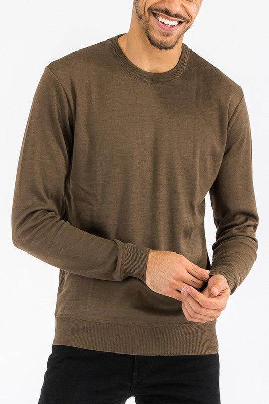 Solid Color Round Neck Sweater - VacationGrabs